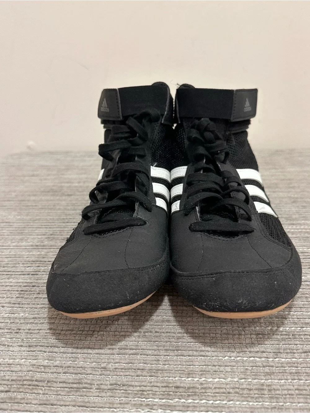 Adidas HVC 2 Mens Size 8,5 Black White Gum Athletic Wrestling Shoes Sneakers